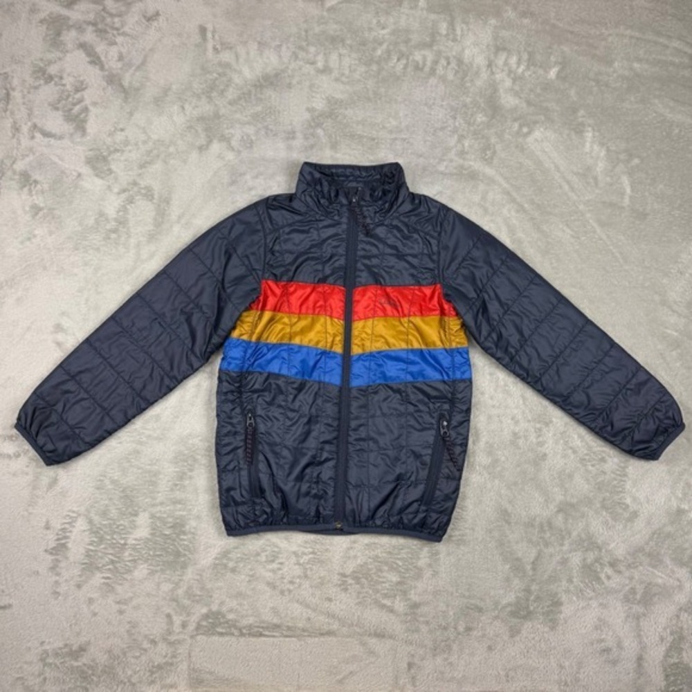 L.L.Bean Kids Primaloft Packaway Puffer Jacket L 6X/7 Navy Colorblock